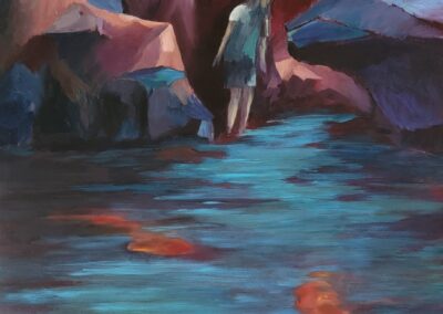 Koi Pond 18x24x1.5, oil on wood panel $700.