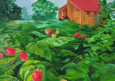Raspberries 8x10, oil on wood panel commissioned